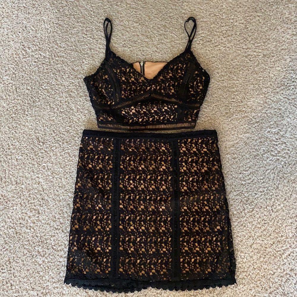 Black and nude skirt set